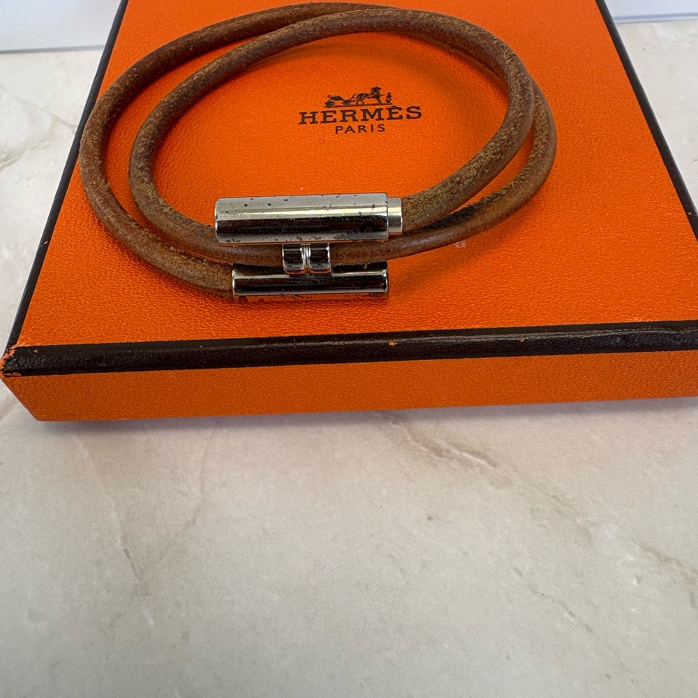 Hermes Brown Leather Bracelet Adjustable